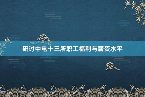 研讨中电十三所职工福利与薪资水平
