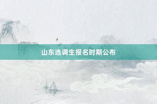 山东选调生报名时期公布